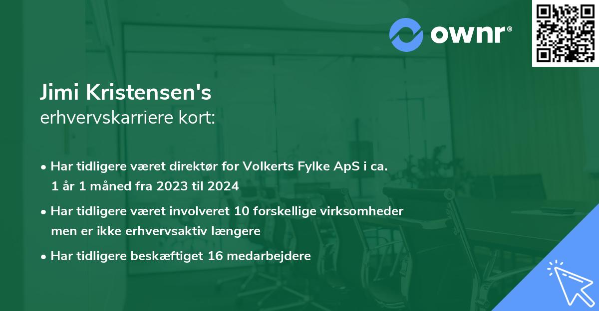 Jimi Kristensen's erhvervskarriere kort