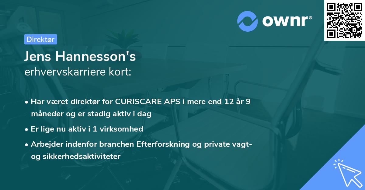 Jens Hannesson's erhvervskarriere kort