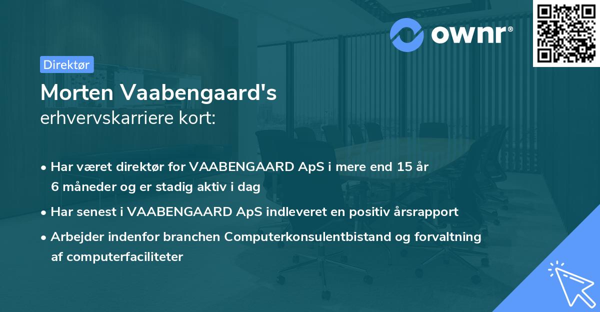 Morten Vaabengaard's erhvervskarriere kort
