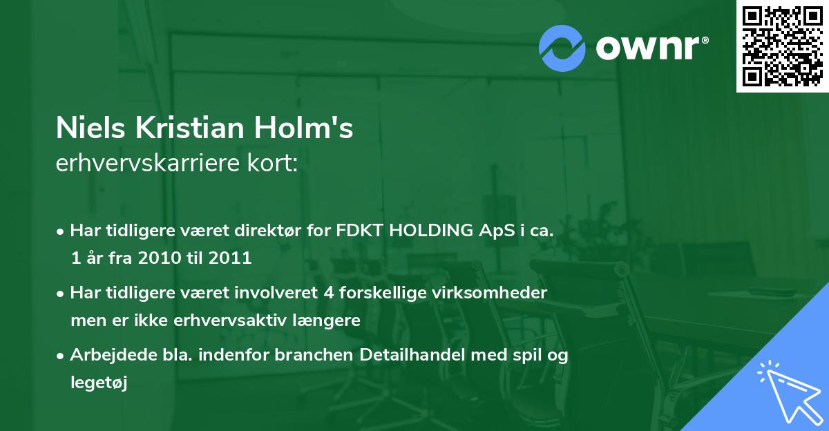 Niels Kristian Holm's erhvervskarriere kort