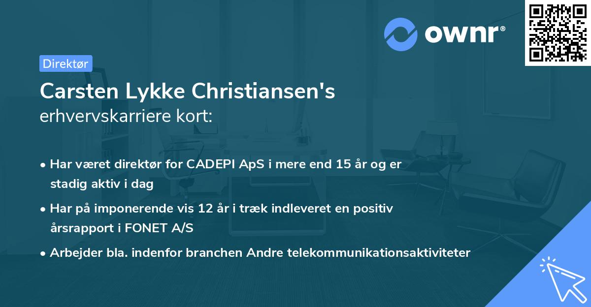 Carsten Lykke Christiansen's erhvervskarriere kort