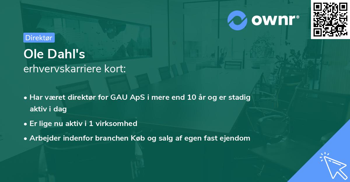 Ole Dahl's erhvervskarriere kort