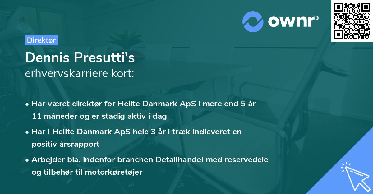 Dennis Presutti's erhvervskarriere kort