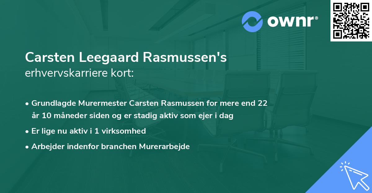 Carsten Leegaard Rasmussen's erhvervskarriere kort