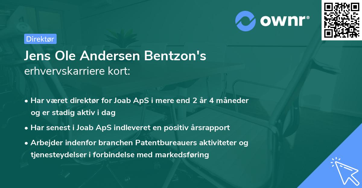 Jens Ole Andersen Bentzon's erhvervskarriere kort
