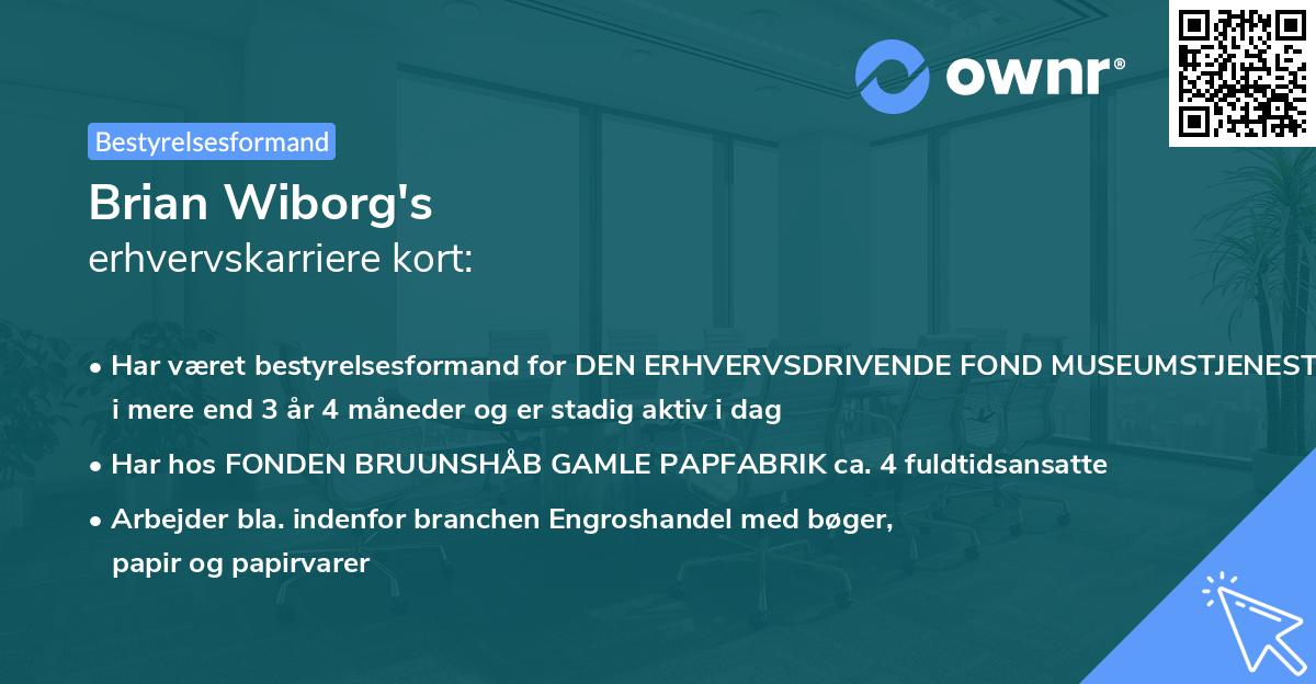 Brian Wiborg's erhvervskarriere kort