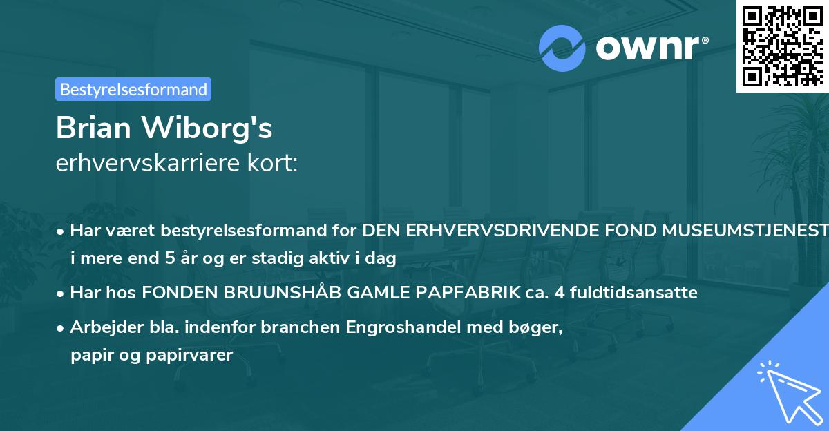Brian Wiborg's erhvervskarriere kort