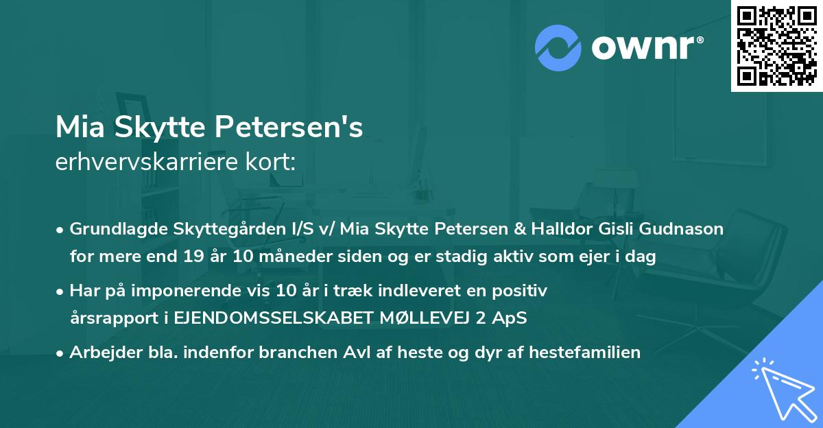 Mia Skytte Petersen's erhvervskarriere kort