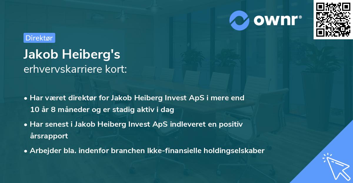 Jakob Heiberg's erhvervskarriere kort