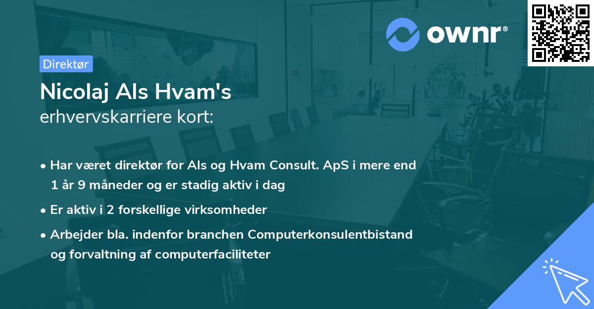 Nicolaj Als Hvam's erhvervskarriere kort