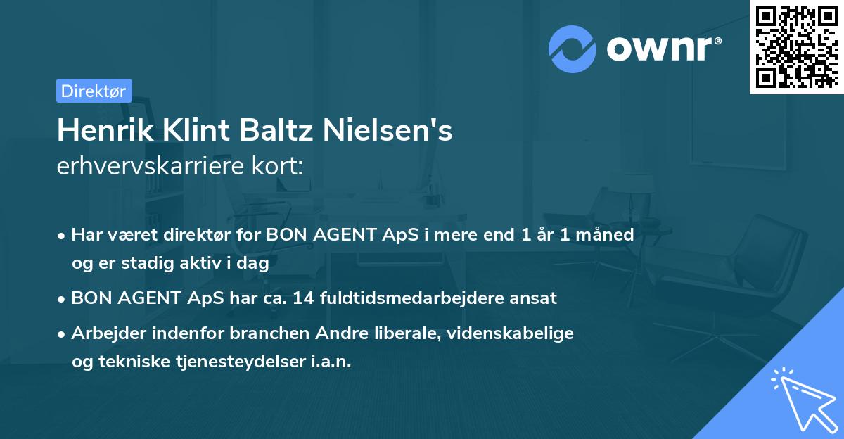 Henrik Klint Baltz Nielsen's erhvervskarriere kort