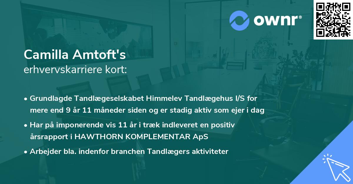 Camilla Amtoft's erhvervskarriere kort