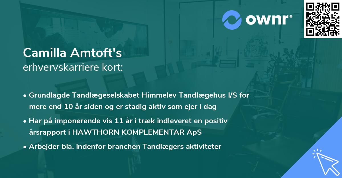 Camilla Amtoft's erhvervskarriere kort