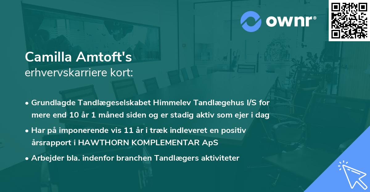 Camilla Amtoft's erhvervskarriere kort