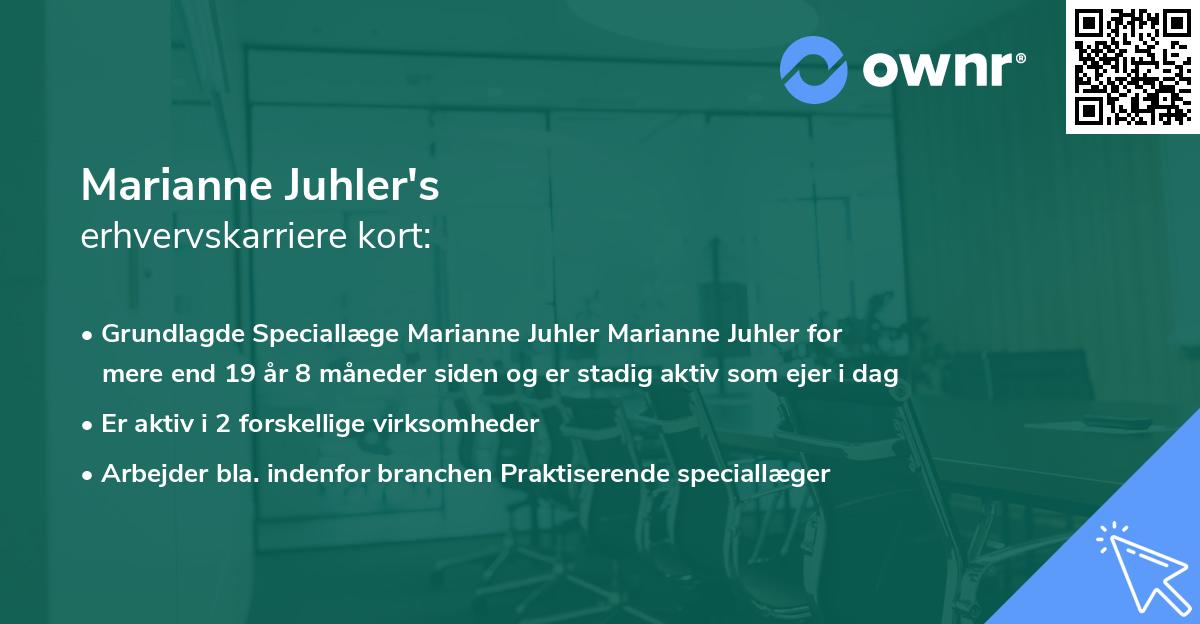 Marianne Juhler's erhvervskarriere kort