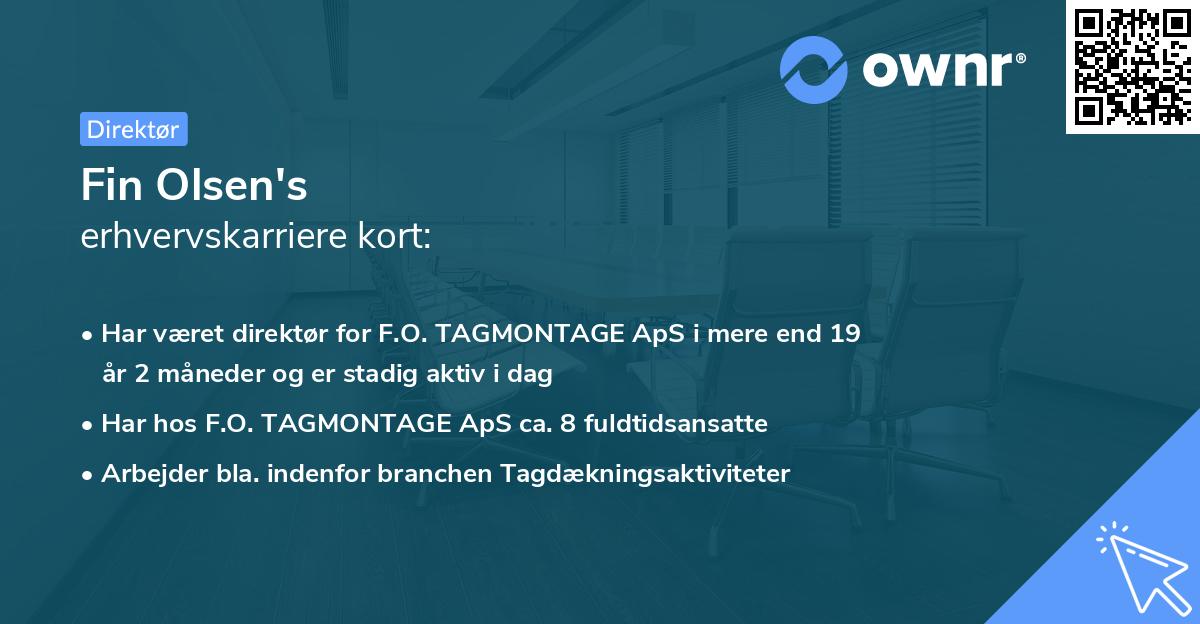 Fin Olsen's erhvervskarriere kort