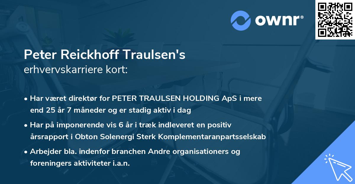 Peter Reickhoff Traulsen's erhvervskarriere kort