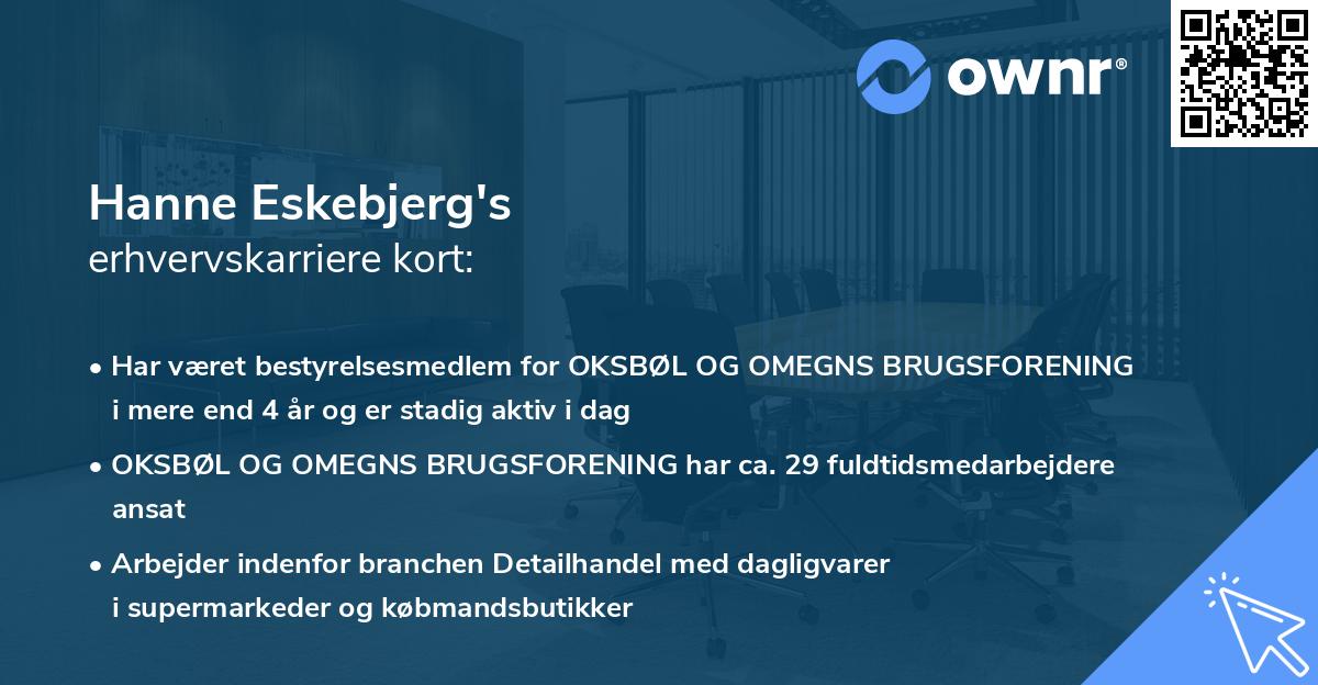 Hanne Eskebjerg's erhvervskarriere kort
