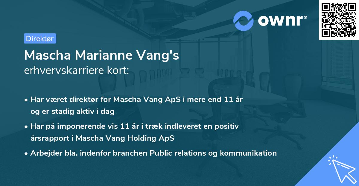 Mascha Marianne Vang's erhvervskarriere kort