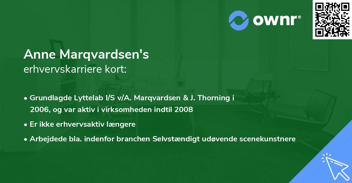 Anne Marqvardsen's erhvervskarriere kort