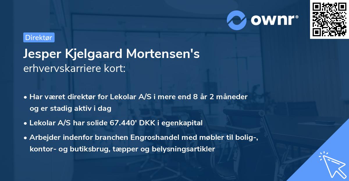Jesper Kjelgaard Mortensen's erhvervskarriere kort
