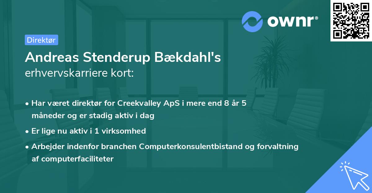 Andreas Stenderup Bækdahl's erhvervskarriere kort