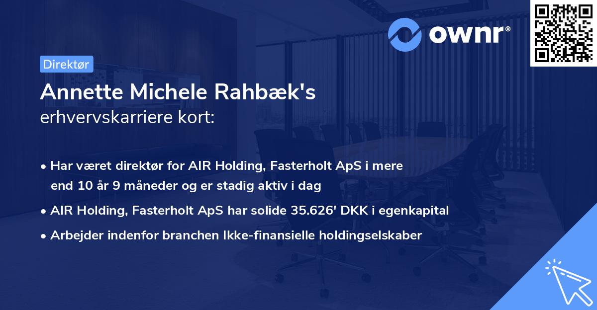 Annette Michele Rahbæk's erhvervskarriere kort