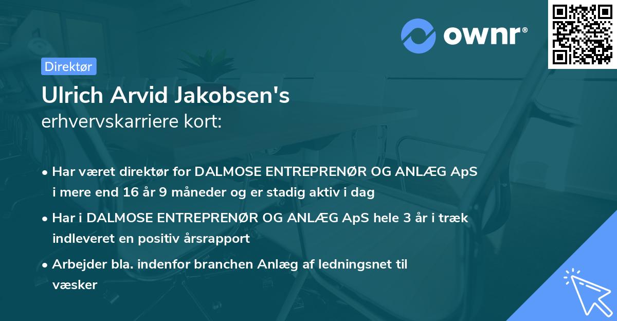 Ulrich Arvid Jakobsen's erhvervskarriere kort