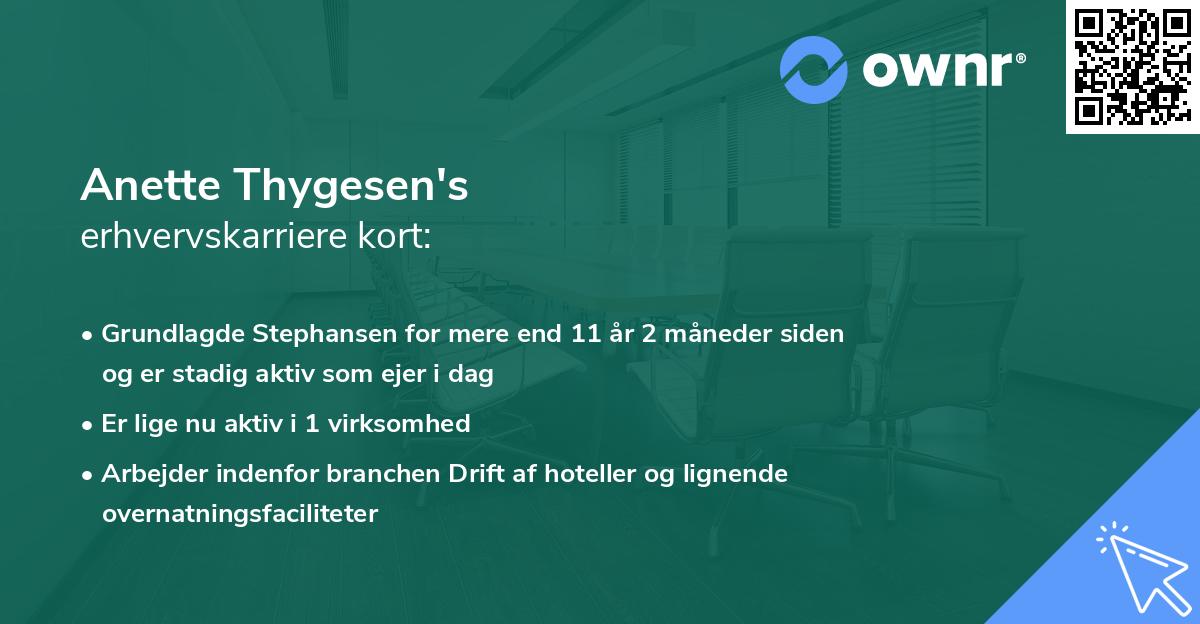 Anette Thygesen's erhvervskarriere kort