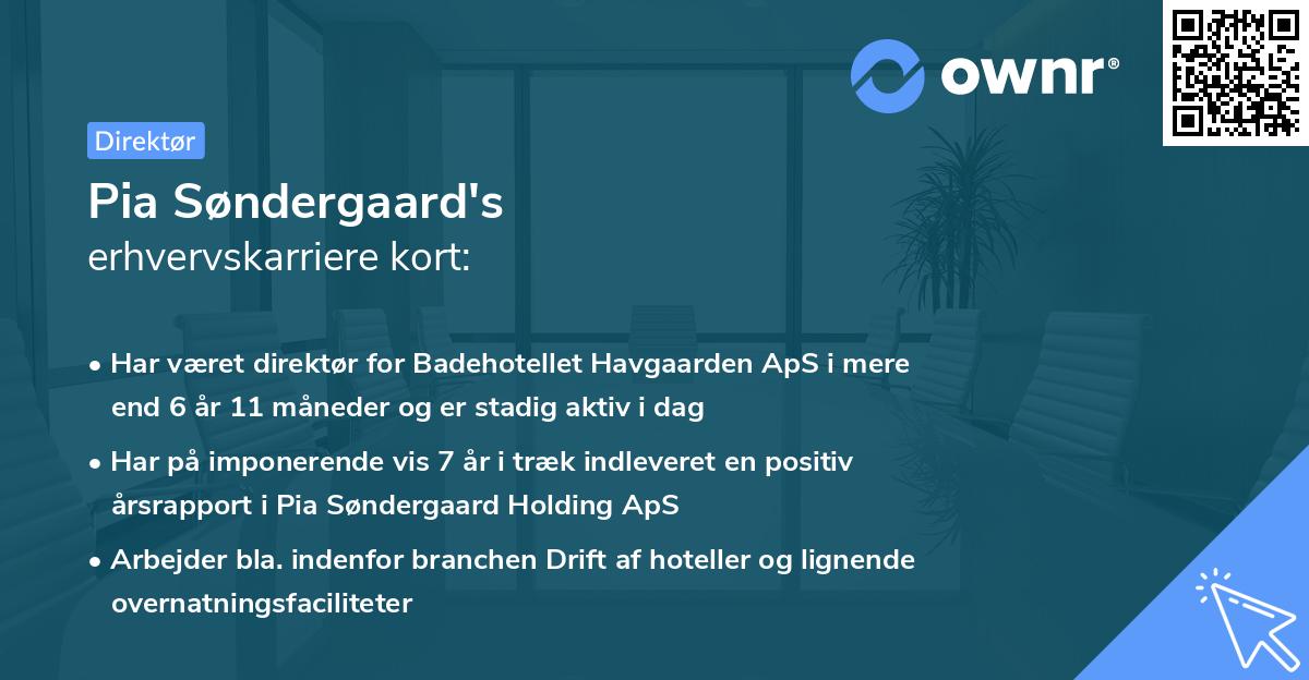 Pia Søndergaard's erhvervskarriere kort