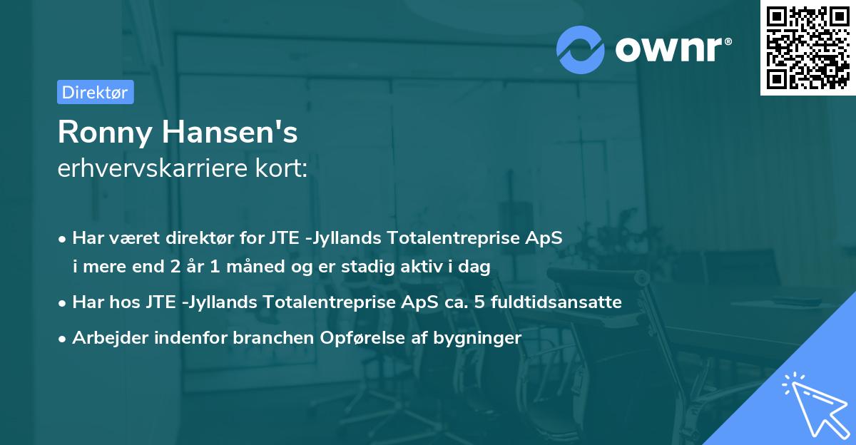 Ronny Hansen's erhvervskarriere kort