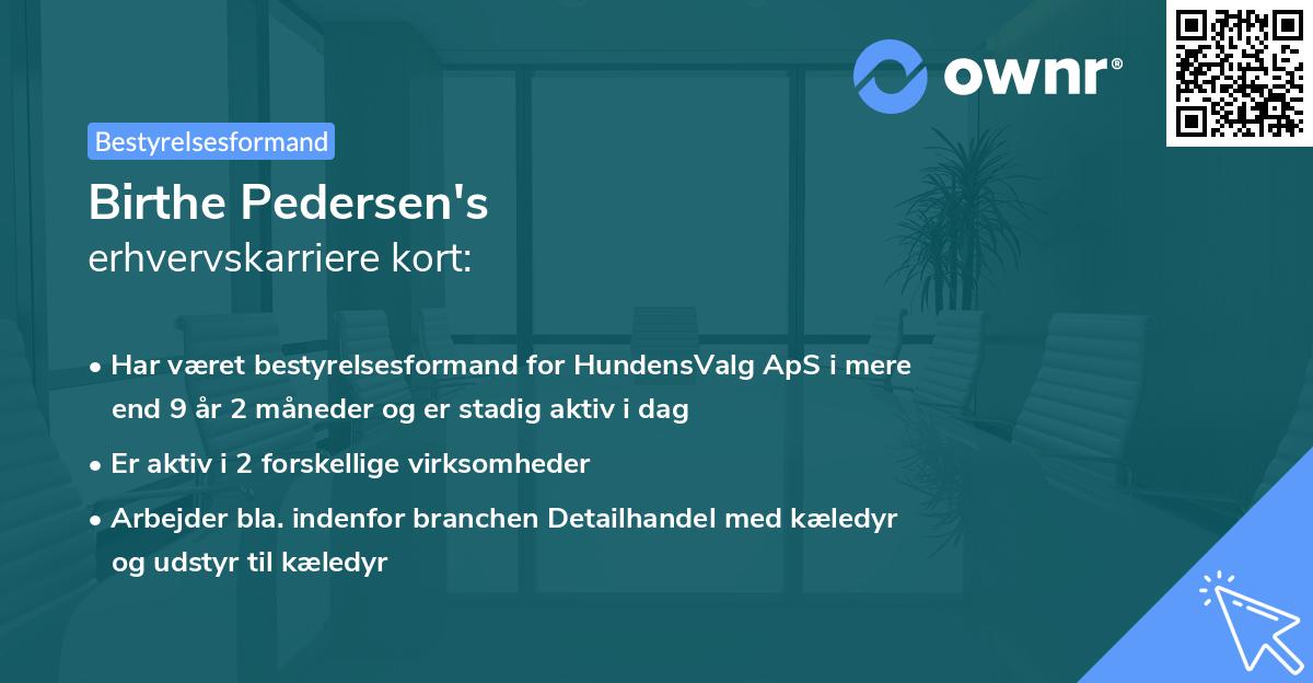 Birthe Pedersen's erhvervskarriere kort