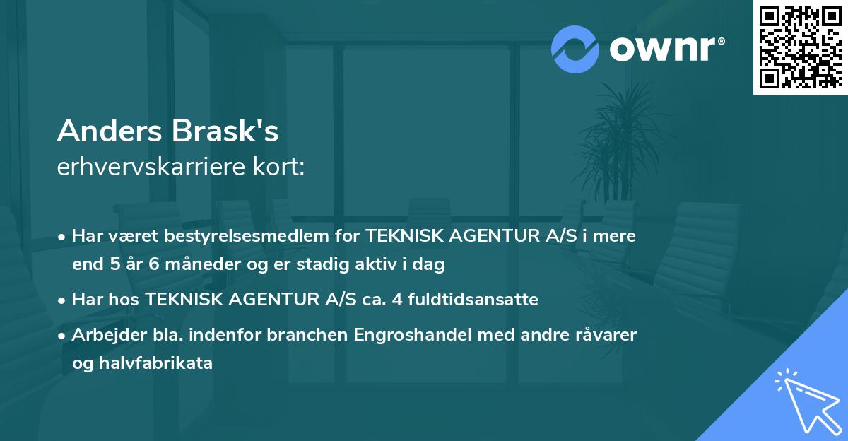Anders Brask's erhvervskarriere kort