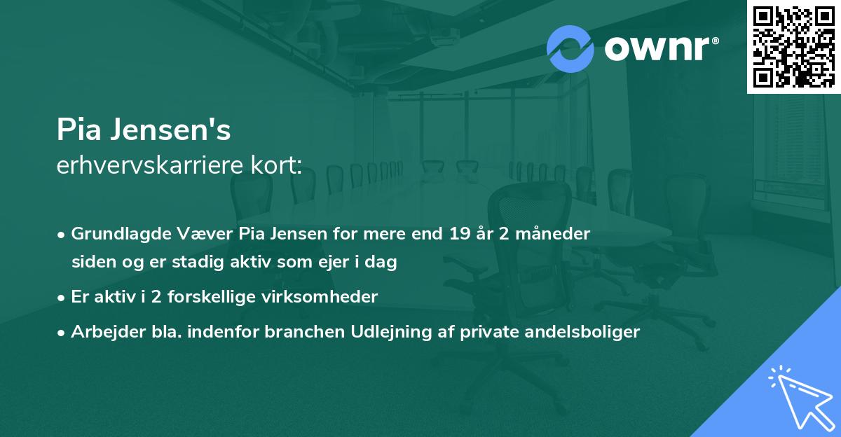 Pia Jensen's erhvervskarriere kort