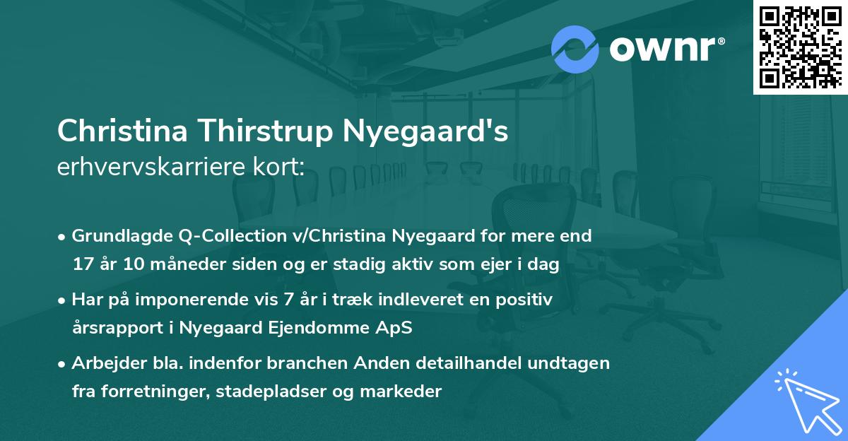 Christina Thirstrup Nyegaard's erhvervskarriere kort