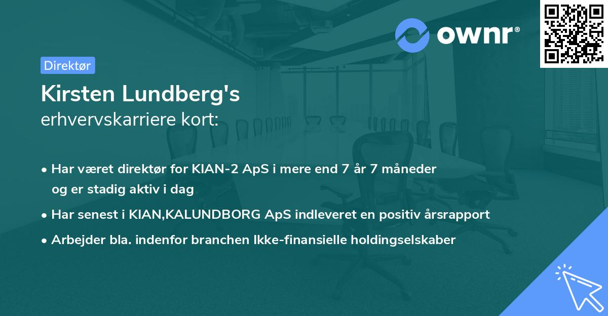Kirsten Lundberg's erhvervskarriere kort