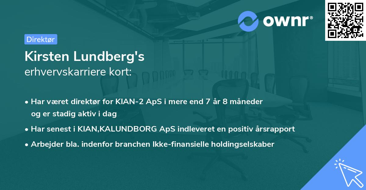 Kirsten Lundberg's erhvervskarriere kort