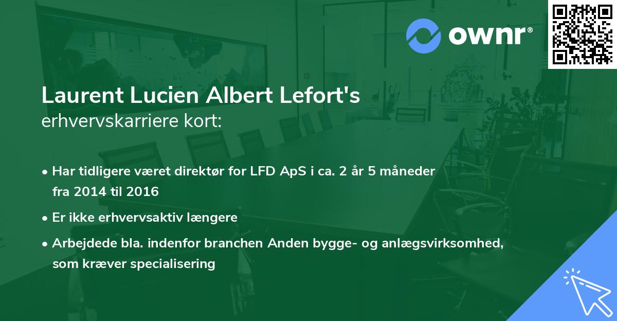 Laurent Lucien Albert Lefort's erhvervskarriere kort