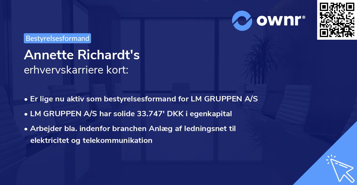 Annette Richardt's erhvervskarriere kort