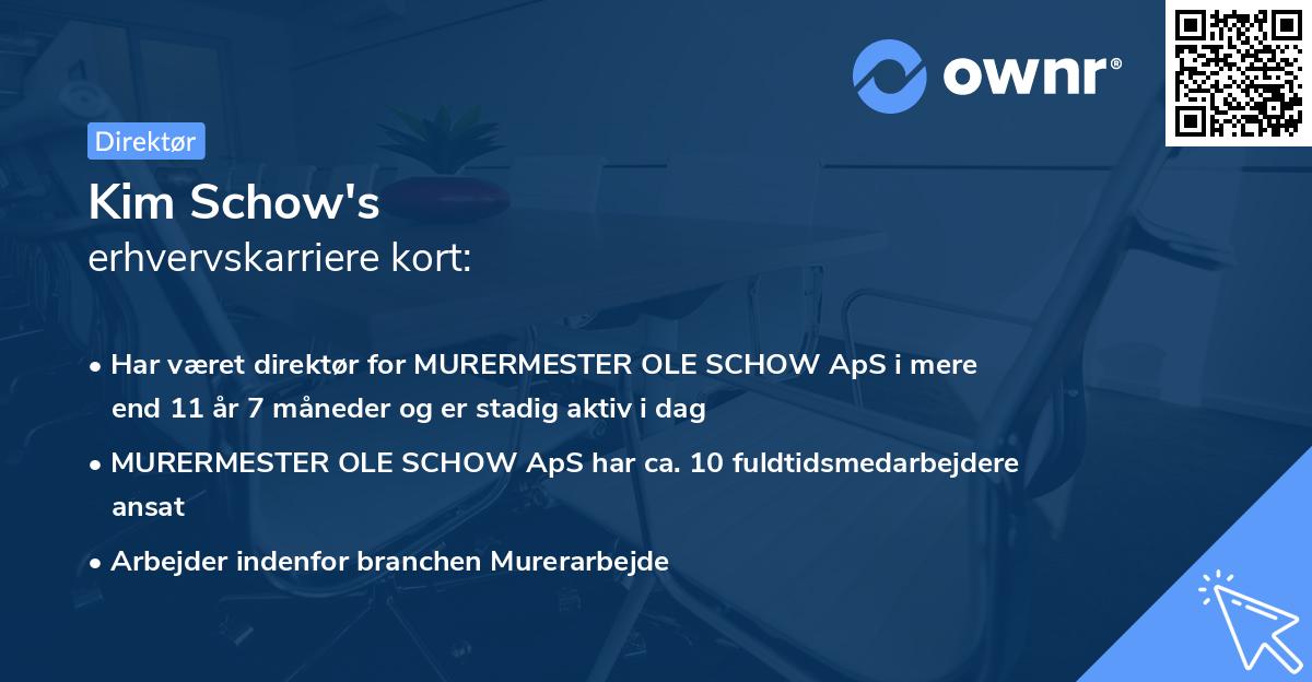 Kim Schow's erhvervskarriere kort