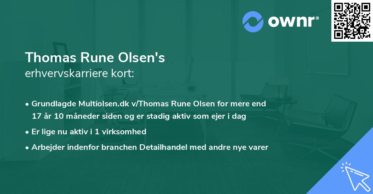 Thomas Rune Olsen's erhvervskarriere kort