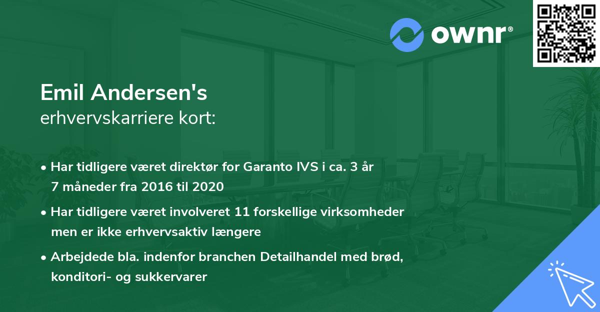 Emil Andersen's erhvervskarriere kort