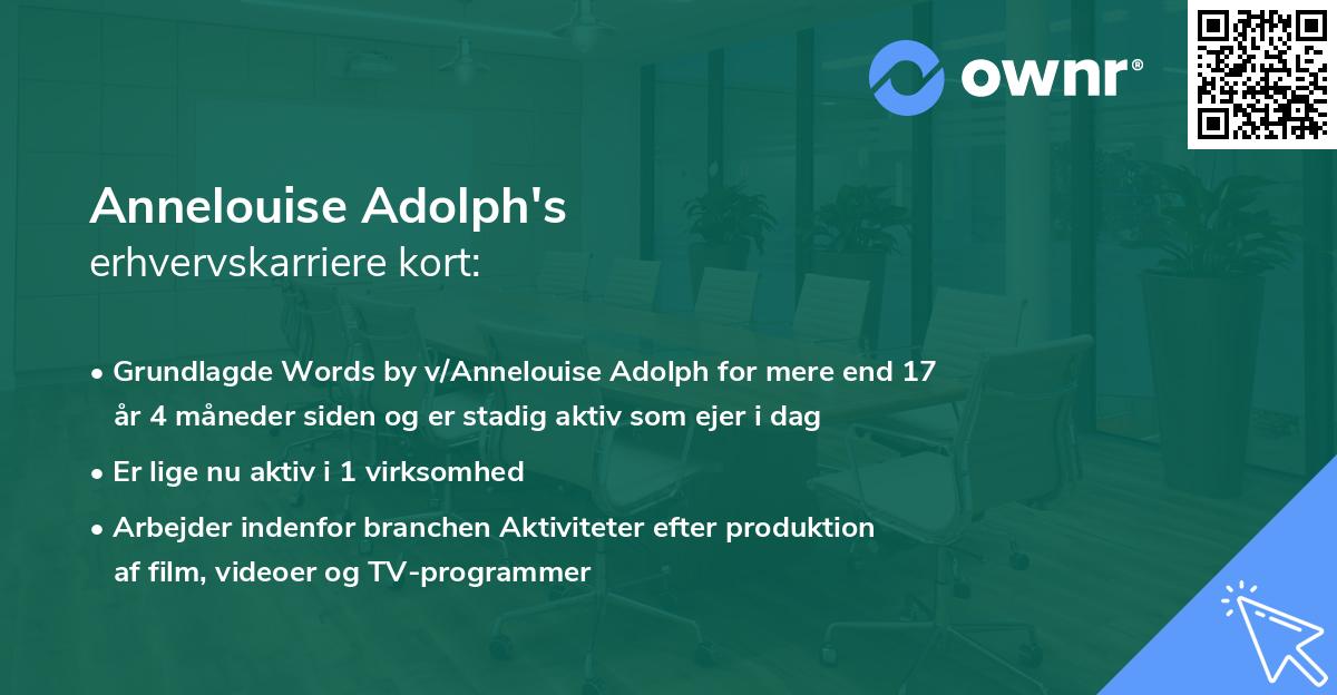 Annelouise Adolph's erhvervskarriere kort