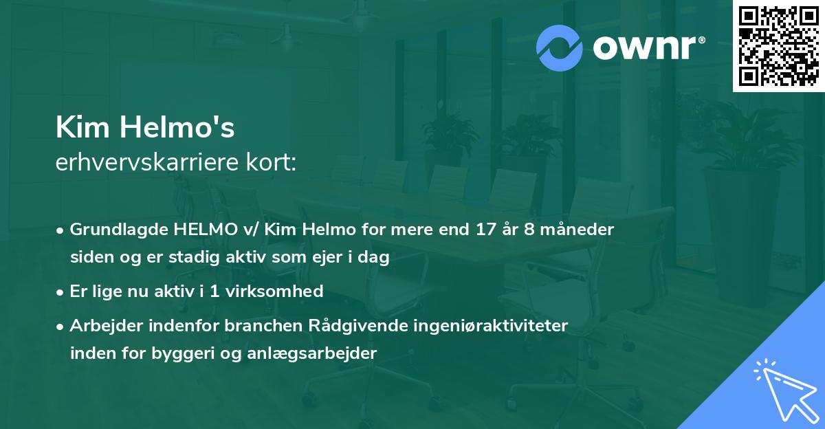 Kim Helmo's erhvervskarriere kort
