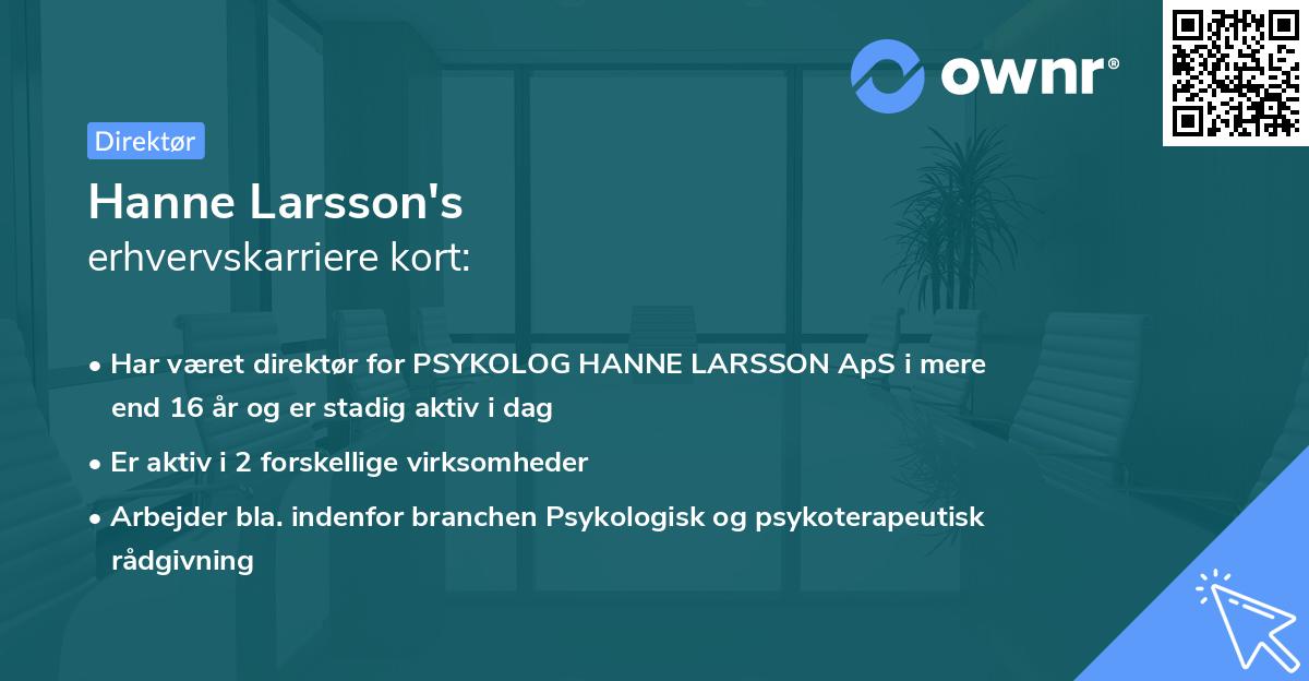 Hanne Larsson's erhvervskarriere kort