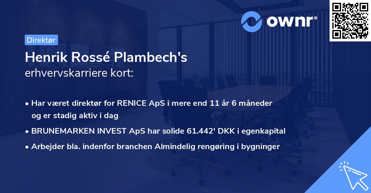 Henrik Rossé Plambech's erhvervskarriere kort