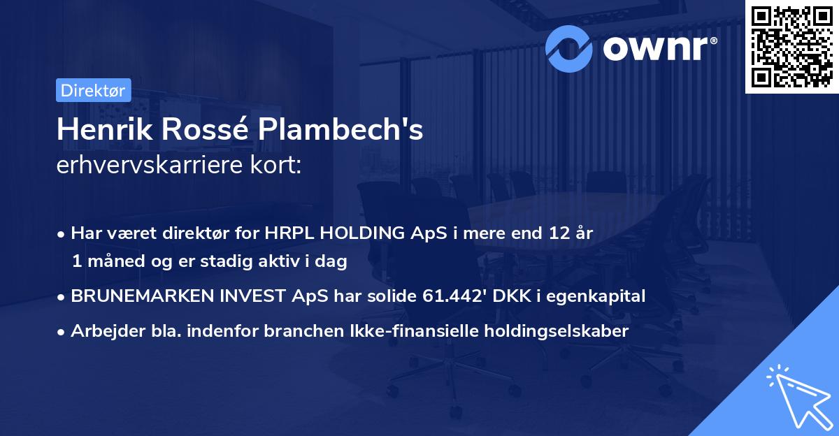 Henrik Rossé Plambech's erhvervskarriere kort
