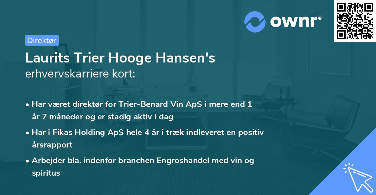 Laurits Trier Hooge Hansen's erhvervskarriere kort