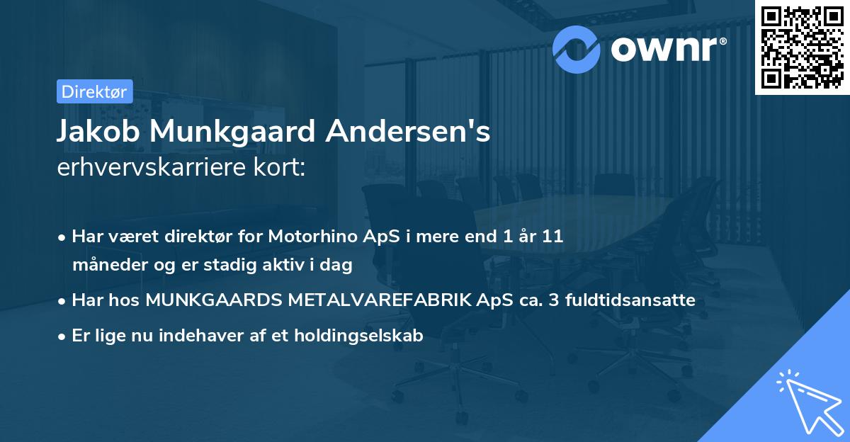 Jakob Munkgaard Andersen's erhvervskarriere kort