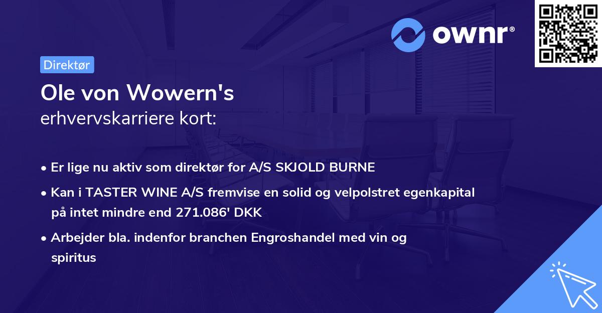 Ole von Wowern's erhvervskarriere kort